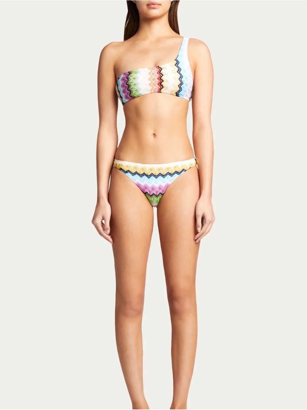 Missoni Mare Swim - One Shoulder Two Piece Zig Zag Multicolor Size EU 38 - Picture 2 of 7